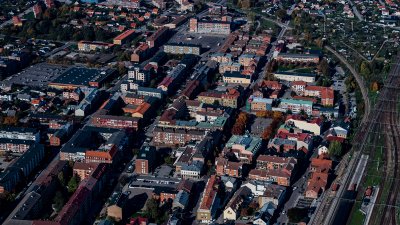 Flygbild över Eslövs centrum