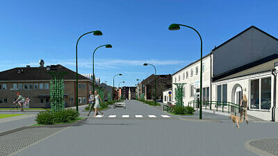 Illustration av hur Kvarngatan ska se ut efter ombyggnaden.
