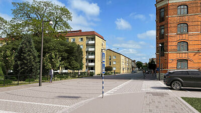 Illustration av gång- och cykelvägen längs Södergatan.