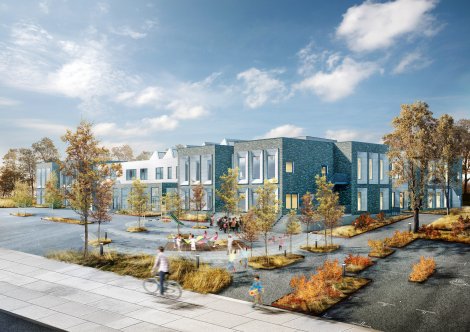 Rendering av den framtida Sallerupskolan