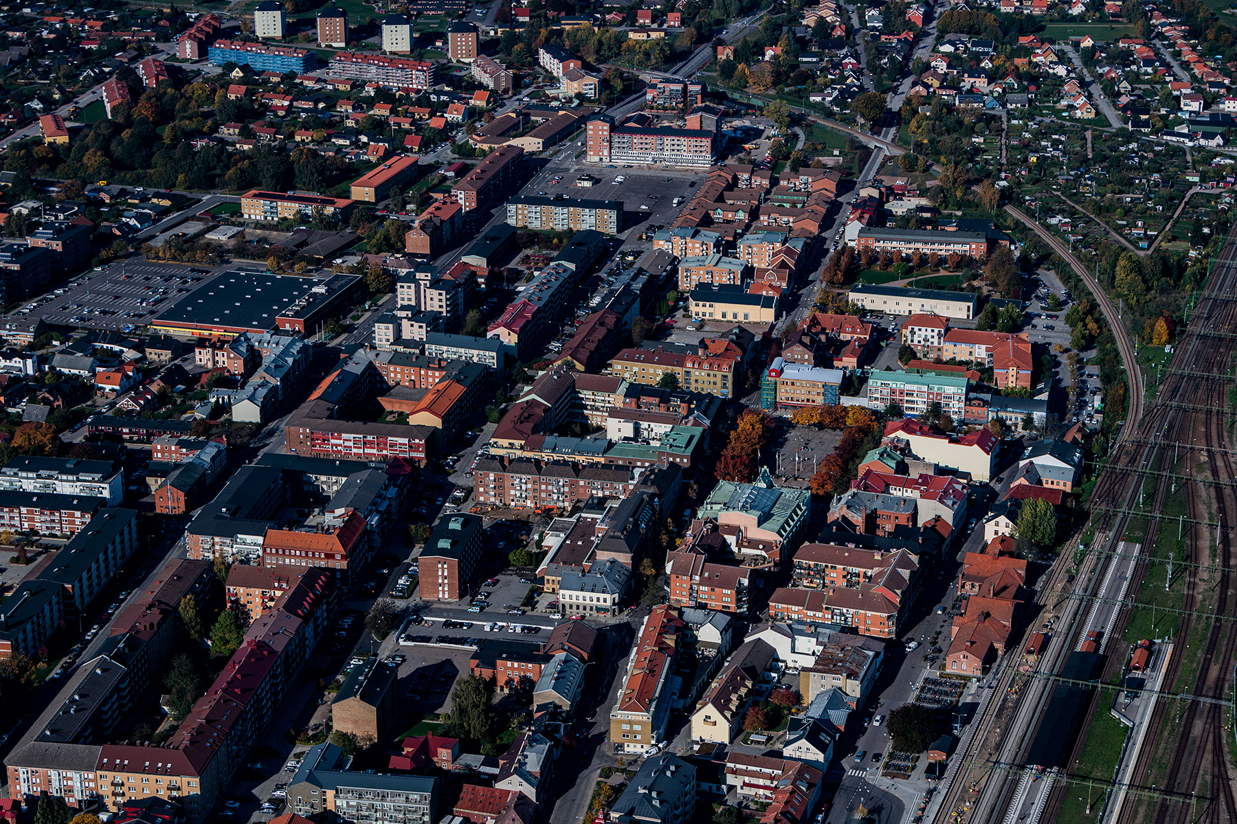 Flygbild över Eslövs centrum