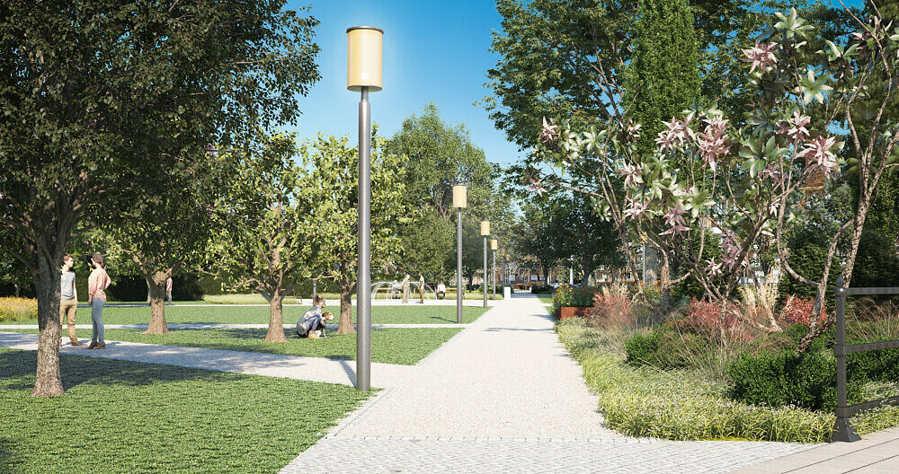 Vy över Stadsparken i Eslöv.